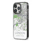 Map of London iPhone 13 Pro Black Impact Case Side Angle on Silver phone