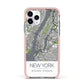 Map of New York Apple iPhone 11 Pro in Silver with Pink Impact Case