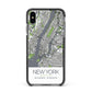 Map of New York Apple iPhone Xs Max Impact Case Black Edge on Black Phone