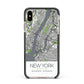 Map of New York Apple iPhone Xs Max Impact Case Black Edge on Gold Phone