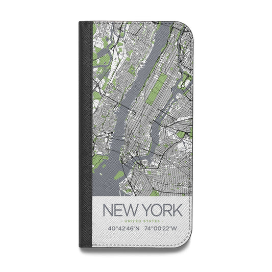 Map of New York Vegan Leather Flip iPhone Case