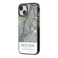 Map of New York iPhone 14 Black Impact Case Side Angle on Silver phone