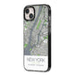 Map of New York iPhone 14 Plus Black Impact Case Side Angle on Silver phone
