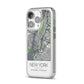 Map of New York iPhone 14 Pro Clear Tough Case Silver Angled Image