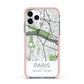 Map of Paris Apple iPhone 11 Pro in Silver with Pink Impact Case