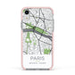 Map of Paris Apple iPhone XR Impact Case Pink Edge on Silver Phone