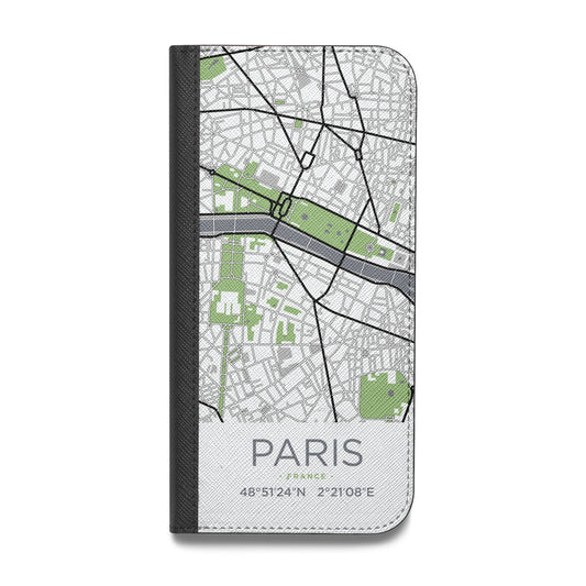 Map of Paris Vegan Leather Flip iPhone Case