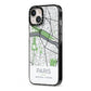 Map of Paris iPhone 13 Black Impact Case Side Angle on Silver phone