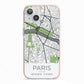 Map of Paris iPhone 13 TPU Impact Case with Pink Edges