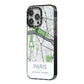 Map of Paris iPhone 14 Pro Max Black Impact Case Side Angle on Silver phone