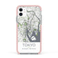 Map of Tokyo Apple iPhone 11 in White with Pink Impact Case