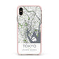 Map of Tokyo Apple iPhone Xs Max Impact Case Pink Edge on Gold Phone
