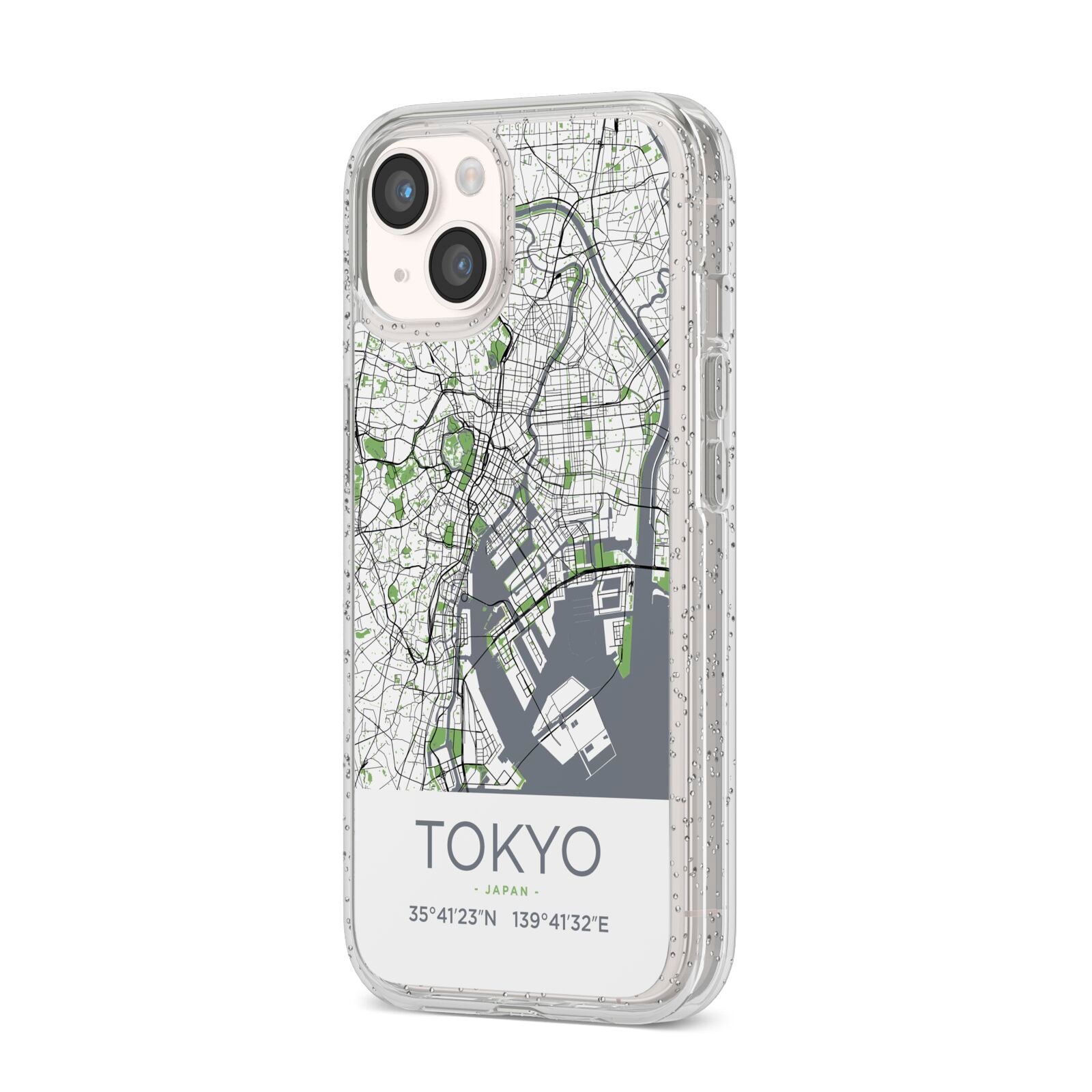 Map of Tokyo iPhone 14 Glitter Tough Case Starlight Angled Image