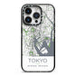 Map of Tokyo iPhone 14 Pro Black Impact Case on Silver phone
