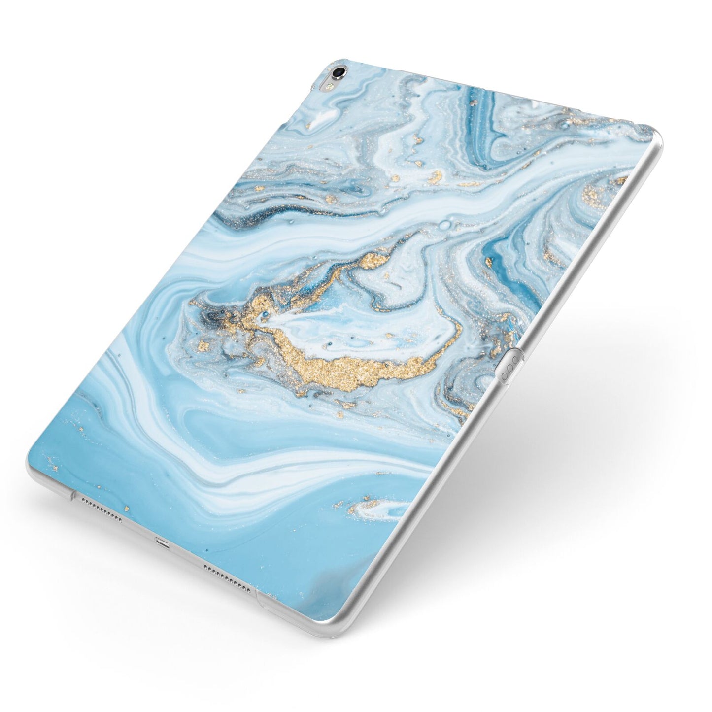 Marble Apple iPad Case on Silver iPad Side View