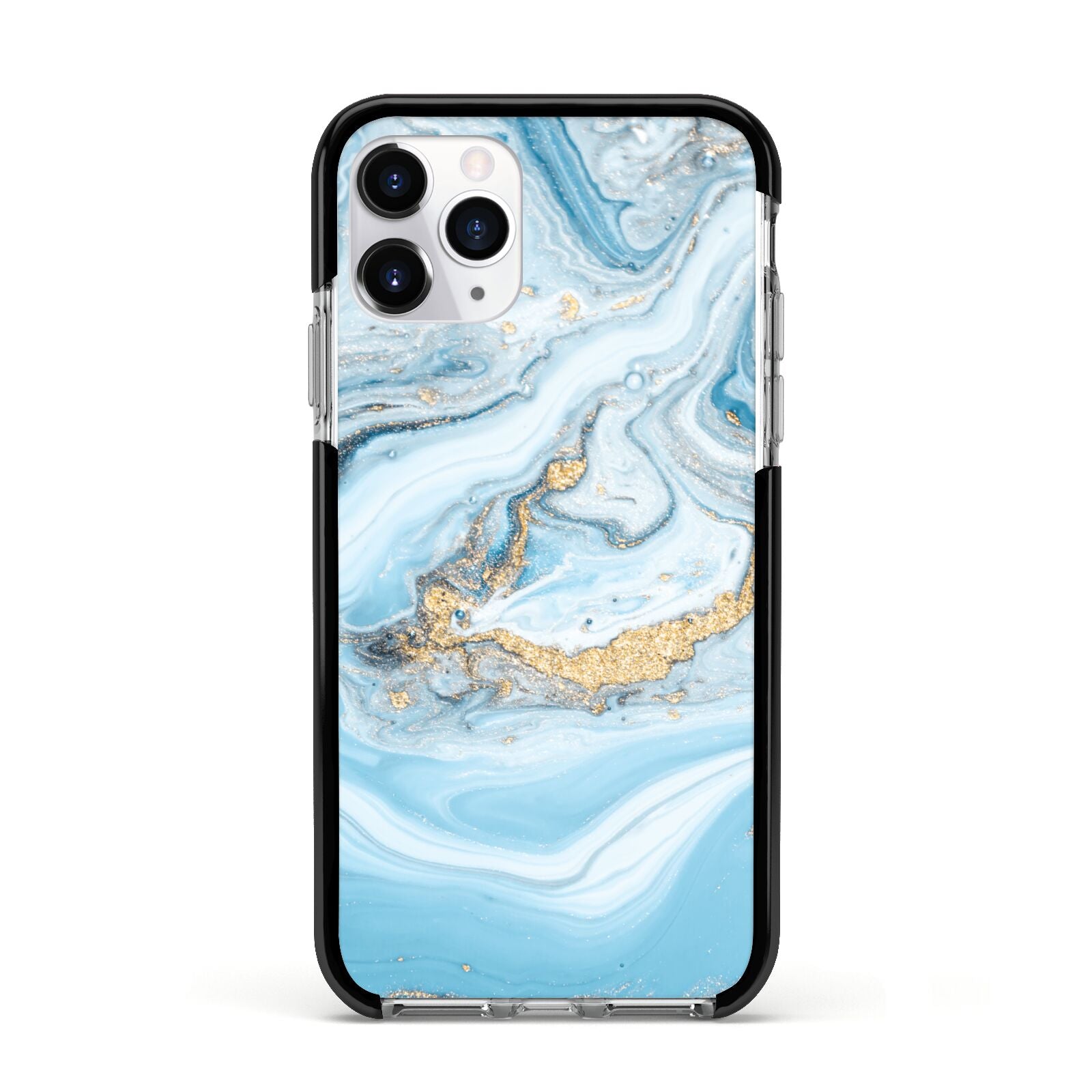 Marble Apple iPhone 11 Pro in Silver with Black Impact Case