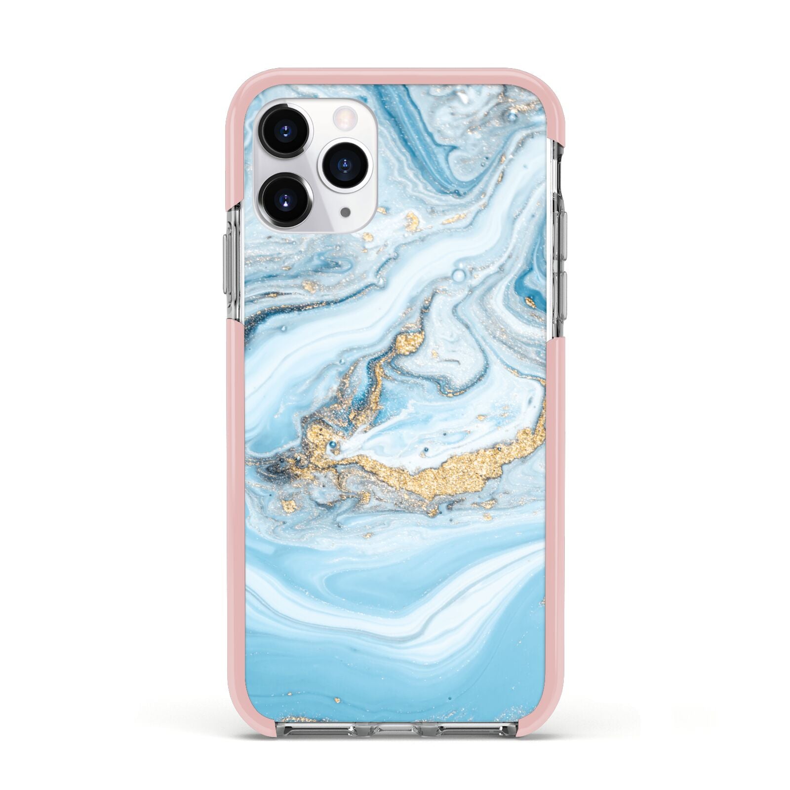 Marble Apple iPhone 11 Pro in Silver with Pink Impact Case