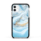 Marble Apple iPhone 11 in White with Black Impact Case