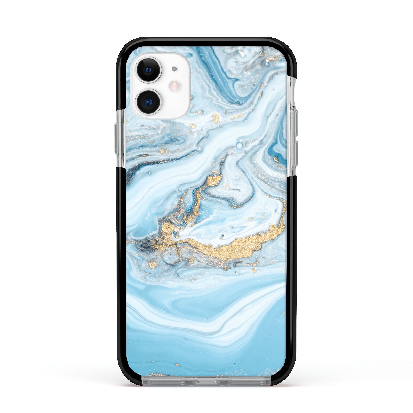 Marble Apple iPhone 11 in White with Black Impact Case