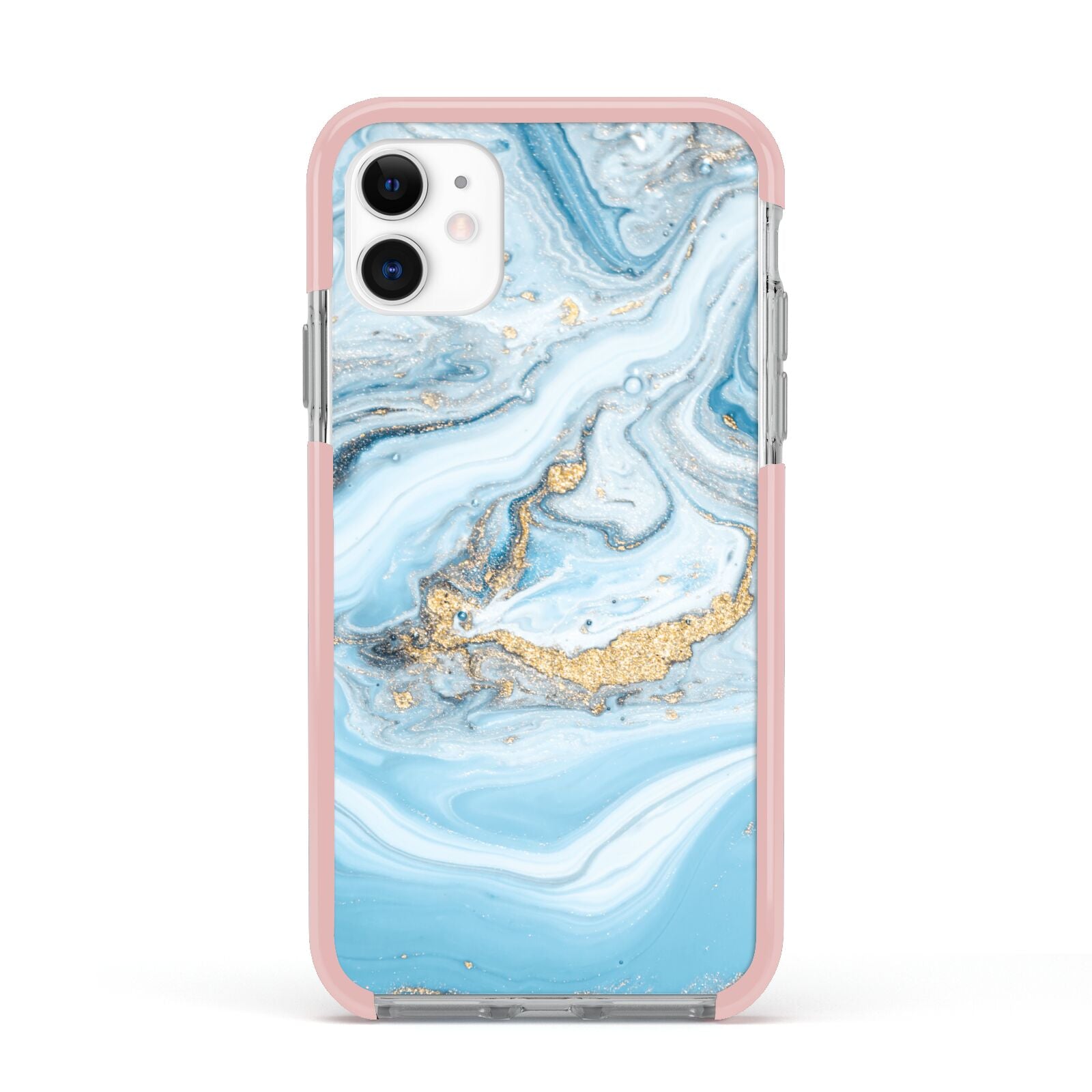 Marble Apple iPhone 11 in White with Pink Impact Case