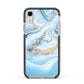 Marble Apple iPhone XR Impact Case Black Edge on Silver Phone