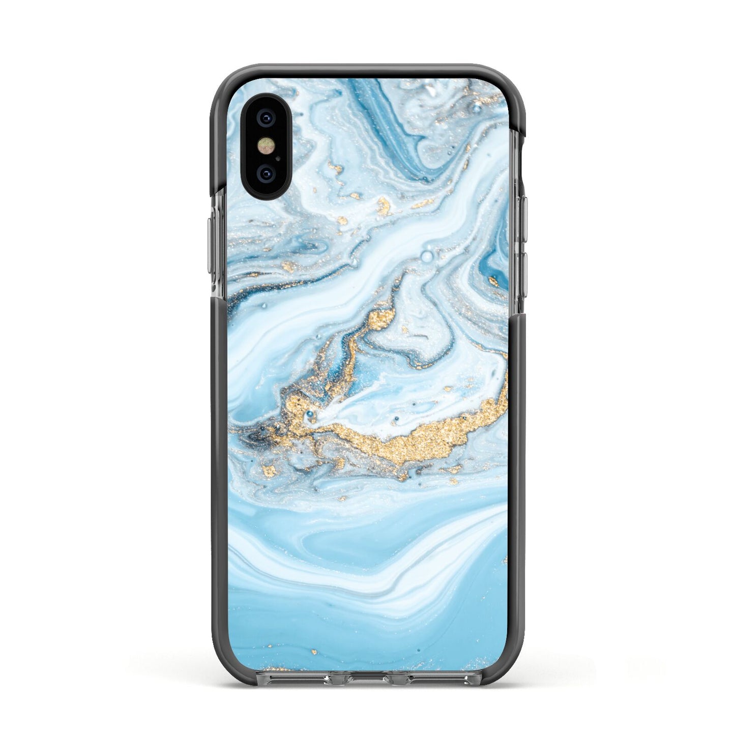 Marble Apple iPhone Xs Impact Case Black Edge on Black Phone