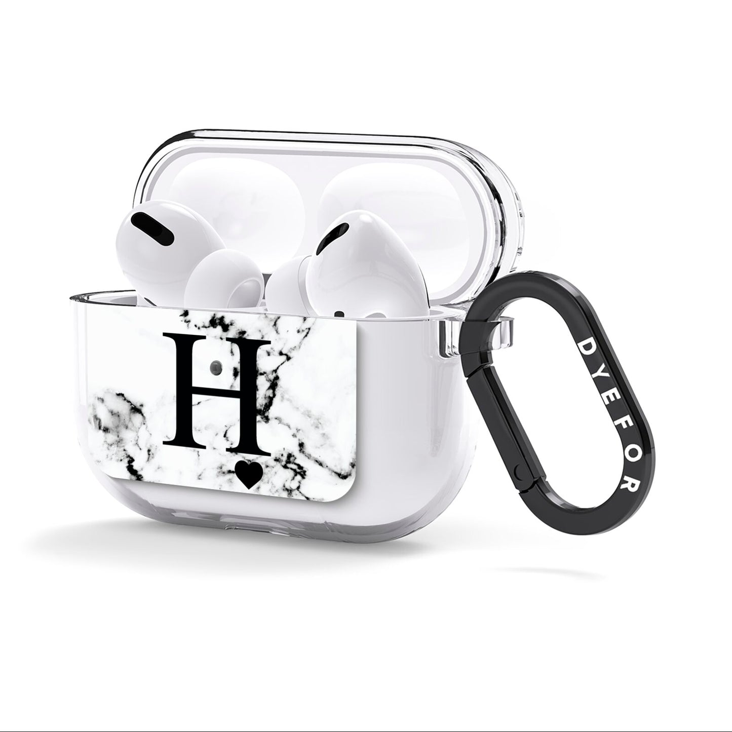 Marble Big Initial Personalised AirPods Clear Case 3rd Gen Side Image