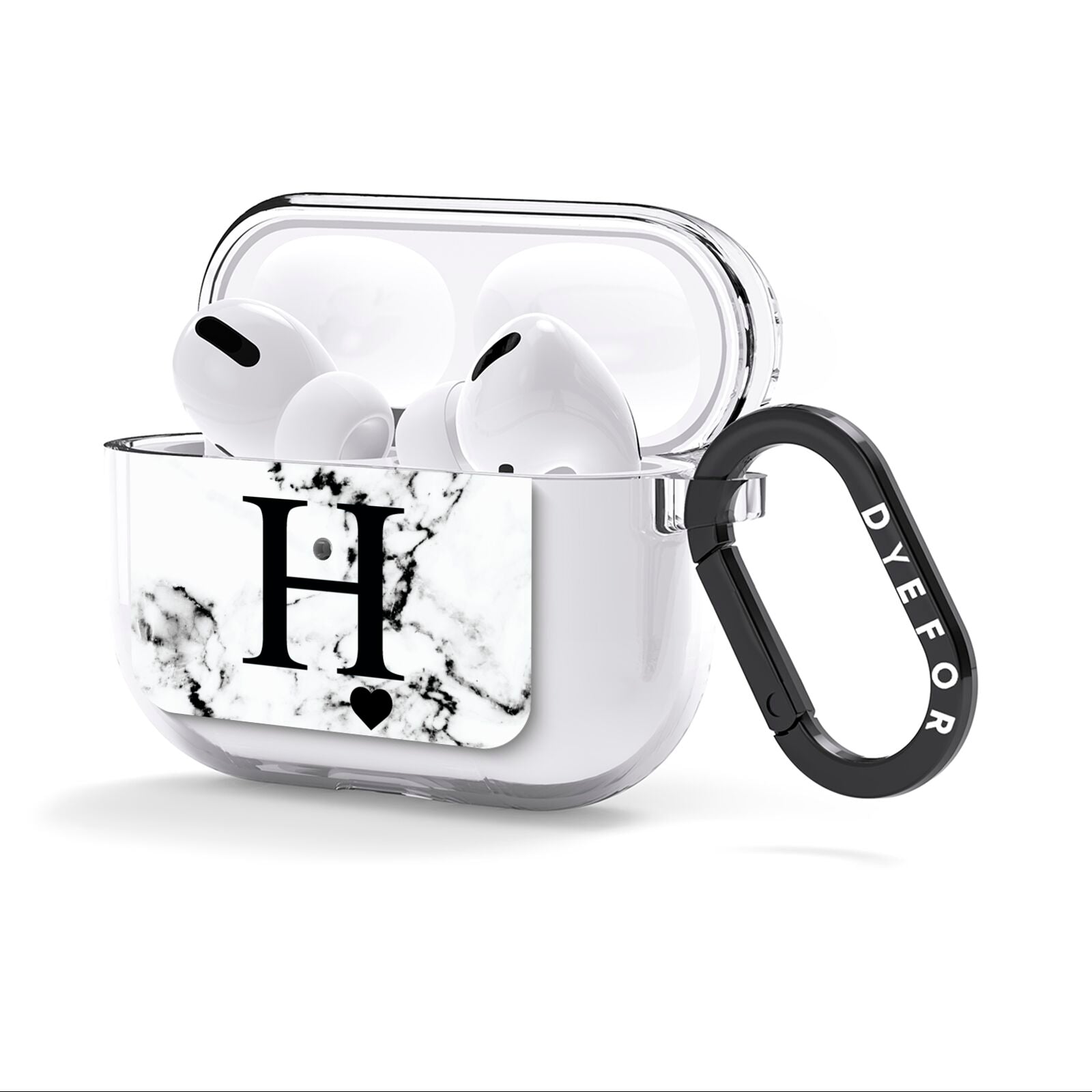 Marble Big Initial Personalised AirPods Clear Case 3rd Gen Side Image