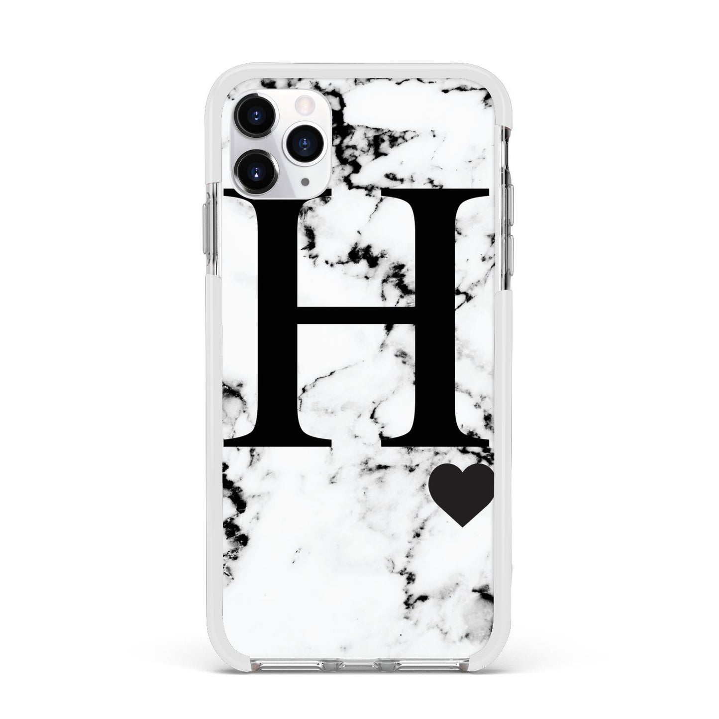 Marble Big Initial Personalised Apple iPhone 11 Pro Max in Silver with White Impact Case