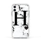 Marble Big Initial Personalised Apple iPhone 11 in White with White Impact Case