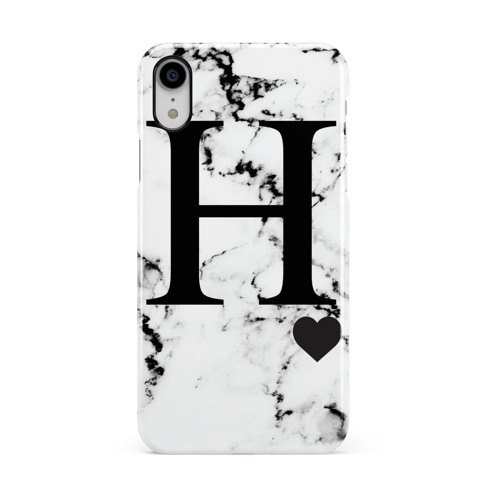 Marble Big Initial Personalised Apple iPhone XR White 3D Snap Case