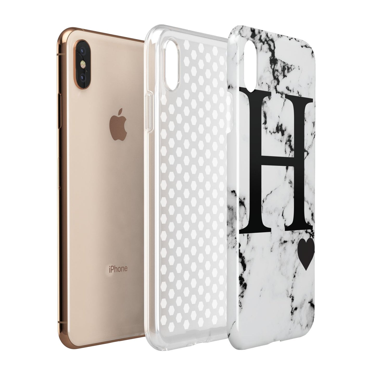 Marble Big Initial Personalised Apple iPhone Xs Max 3D Tough Case Expanded View