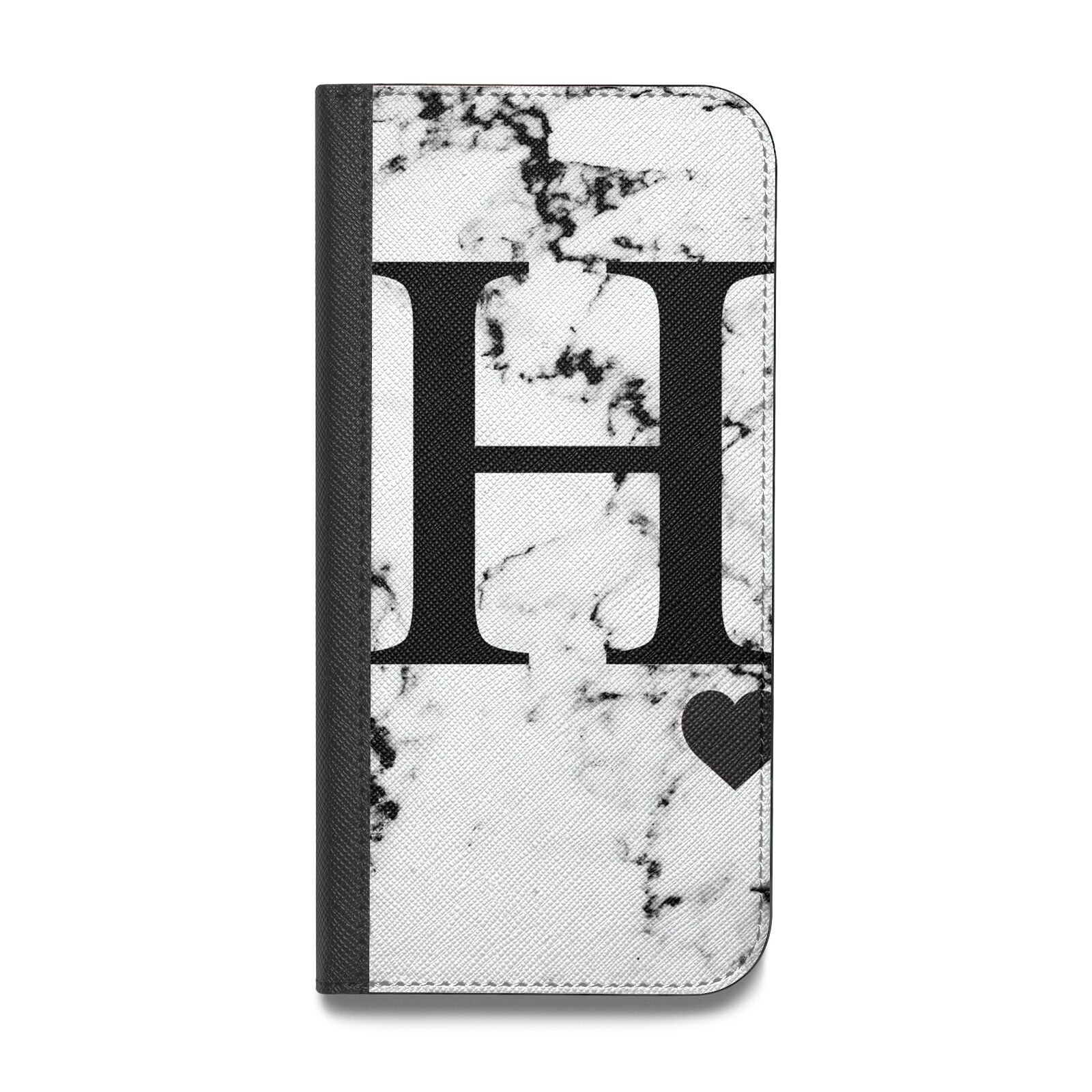 Marble Big Initial Personalised Vegan Leather Flip Samsung Case