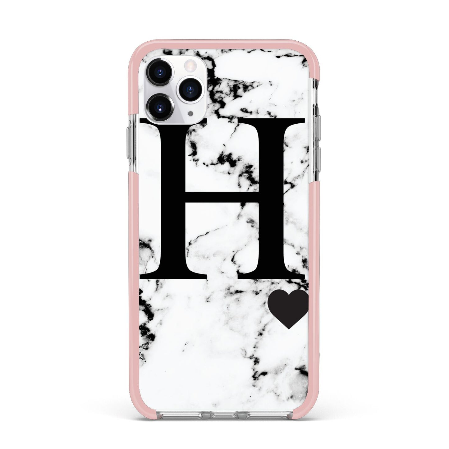 Marble Big Initial Personalised iPhone 11 Pro Max Impact Pink Edge Case