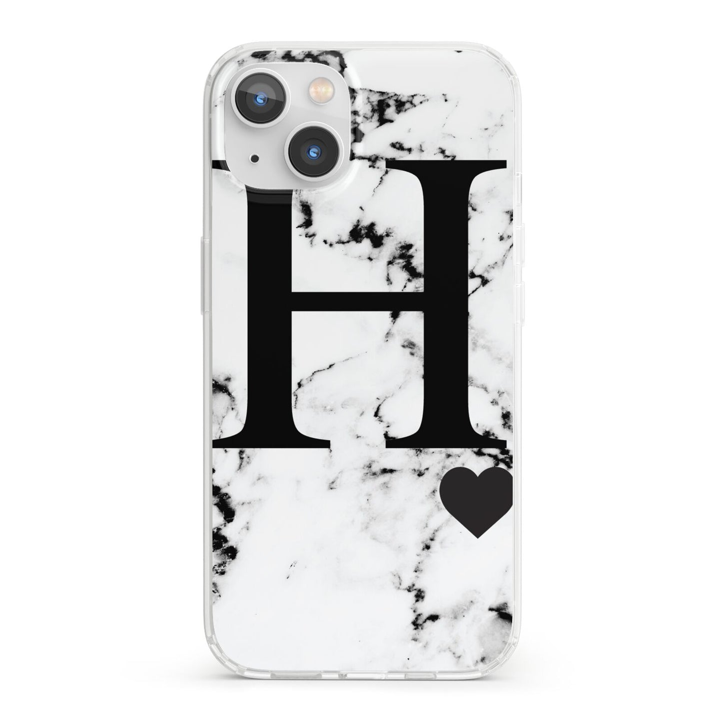 Marble Big Initial Personalised iPhone 13 Clear Bumper Case