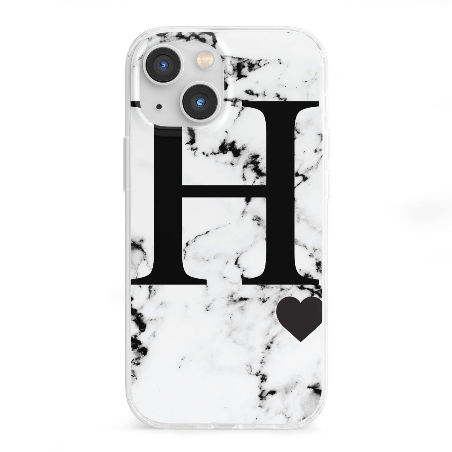 Marble Big Initial Personalised iPhone 13 Mini Clear Bumper Case