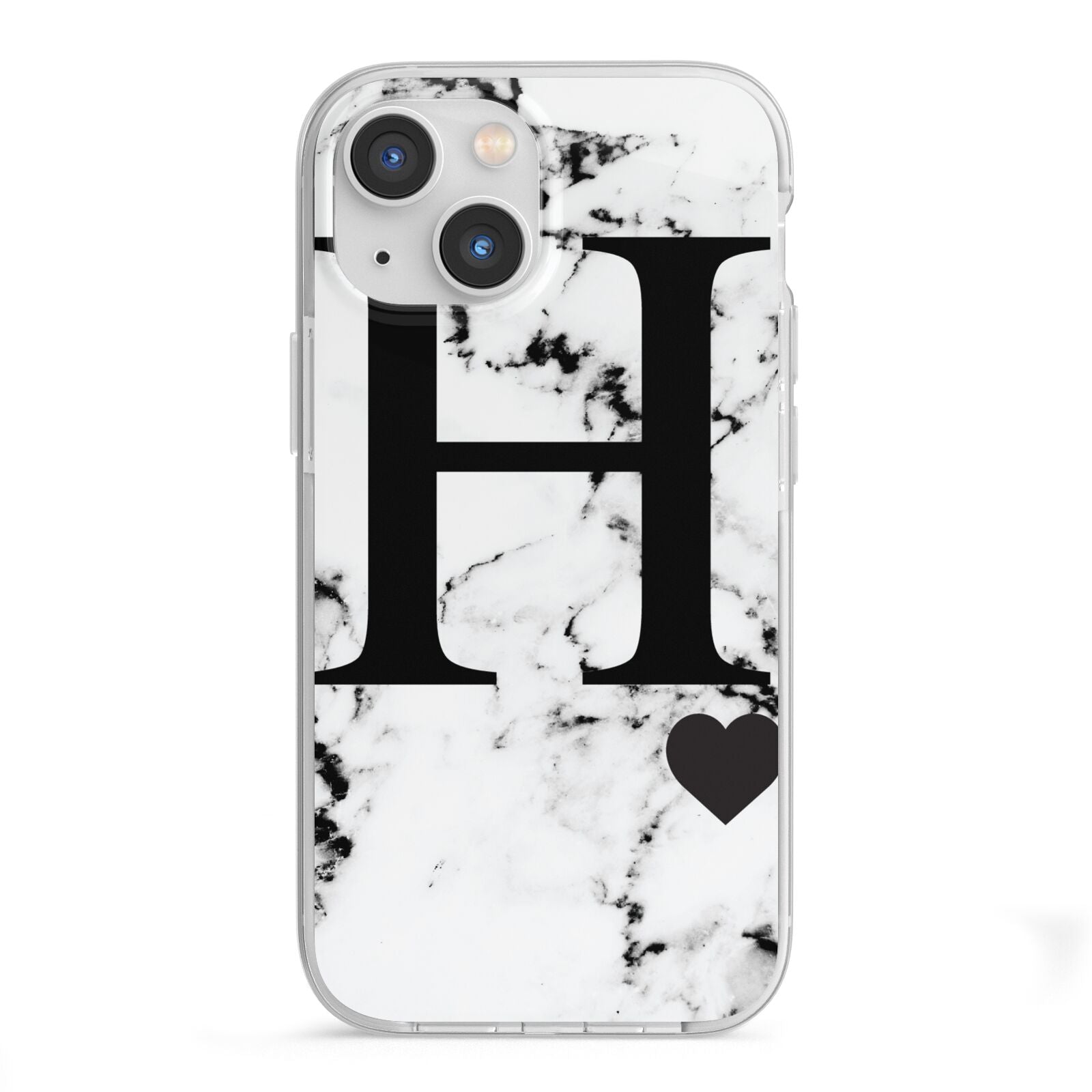 Marble Big Initial Personalised iPhone 13 Mini TPU Impact Case with White Edges