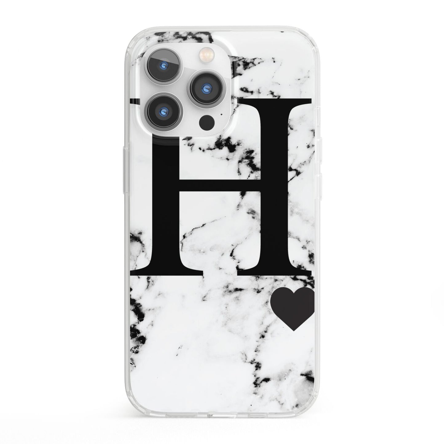 Marble Big Initial Personalised iPhone 13 Pro Clear Bumper Case