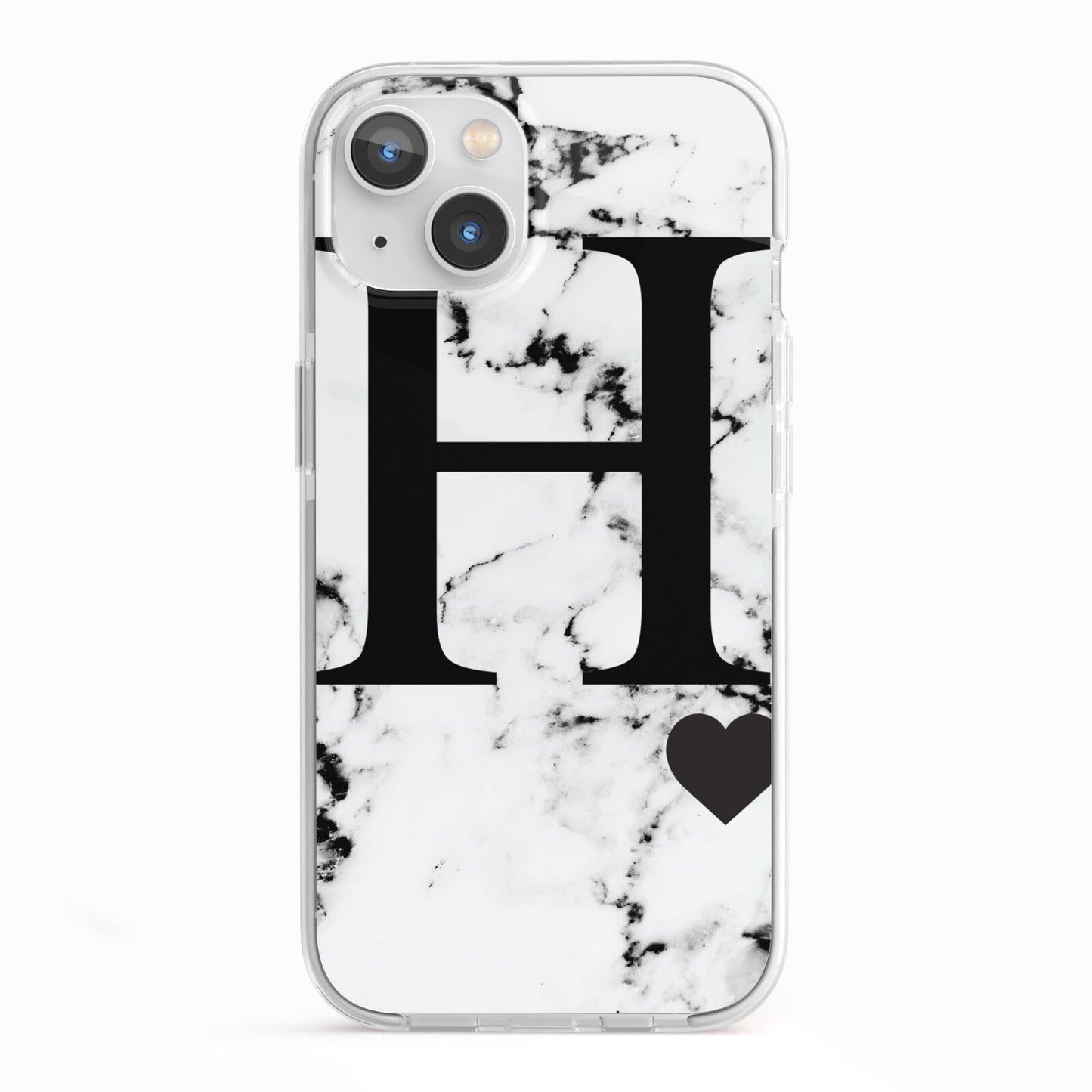 Marble Big Initial Personalised iPhone 13 TPU Impact Case with White Edges