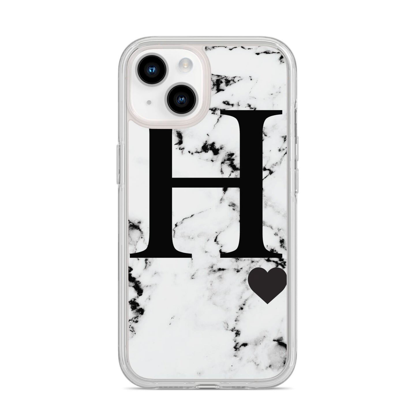 Marble Big Initial Personalised iPhone 14 Clear Tough Case Starlight