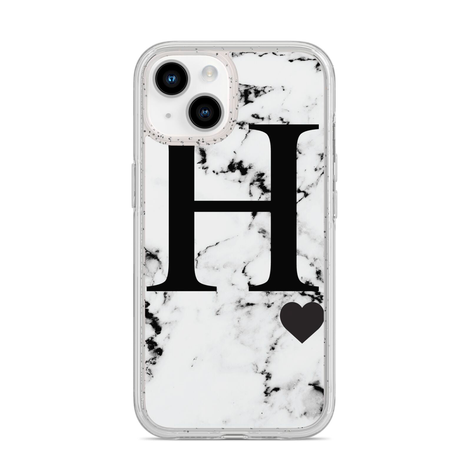 Marble Big Initial Personalised iPhone 14 Glitter Tough Case Starlight