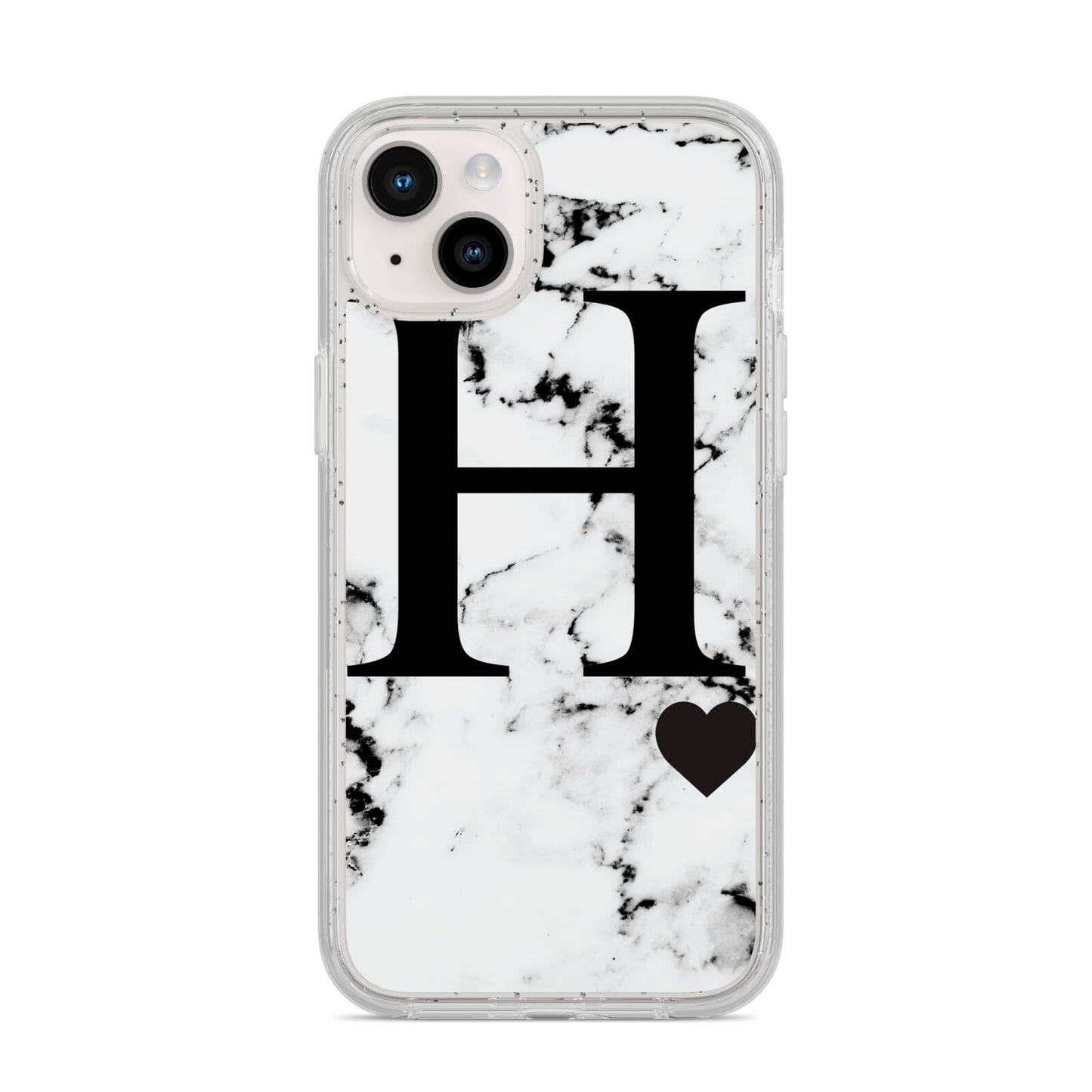 Marble Big Initial Personalised iPhone 14 Plus Glitter Tough Case Starlight
