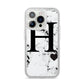 Marble Big Initial Personalised iPhone 14 Pro Glitter Tough Case Silver