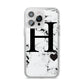 Marble Big Initial Personalised iPhone 14 Pro Max Clear Tough Case Silver