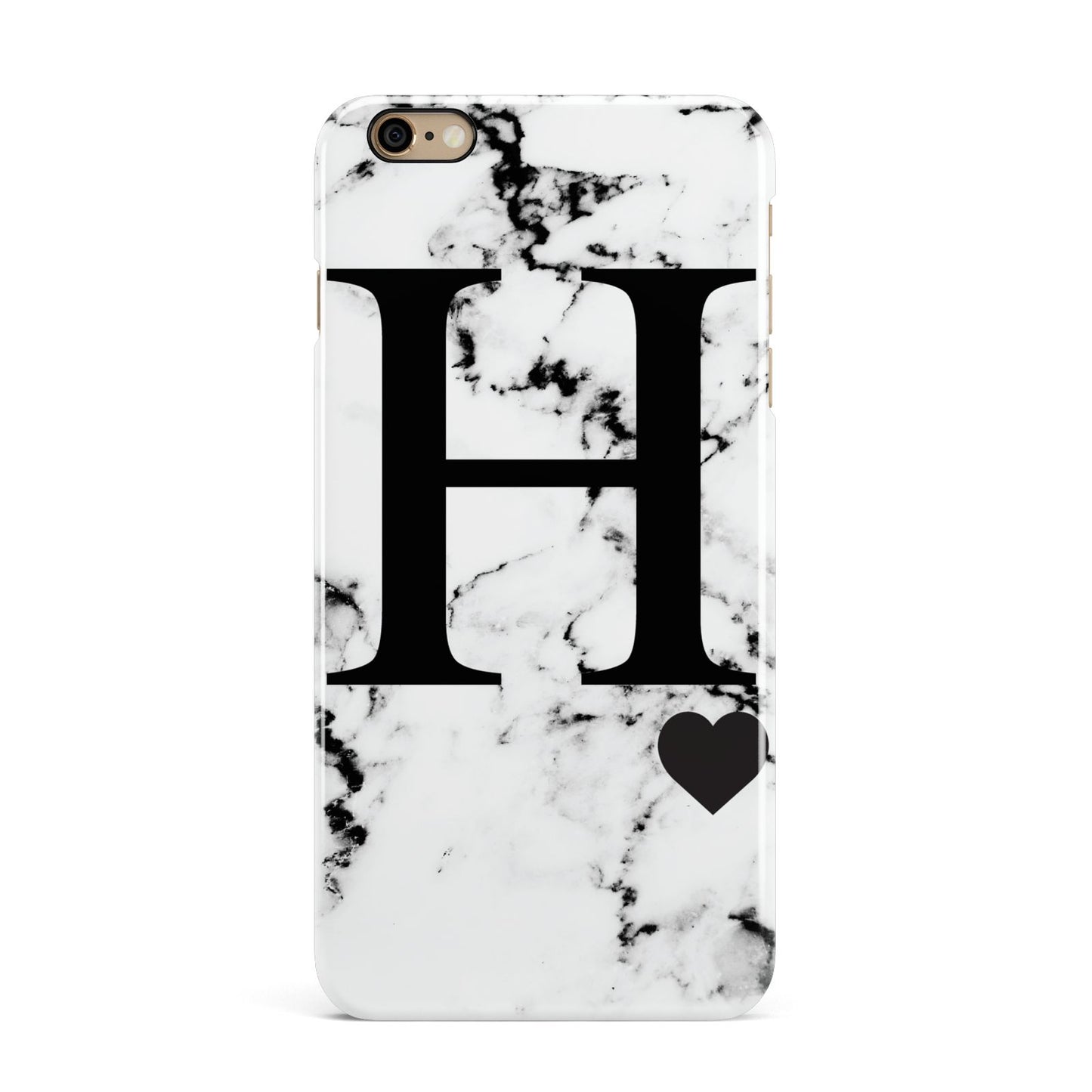 Marble Big Initial Personalised iPhone 6 Plus 3D Snap Case on Gold Phone
