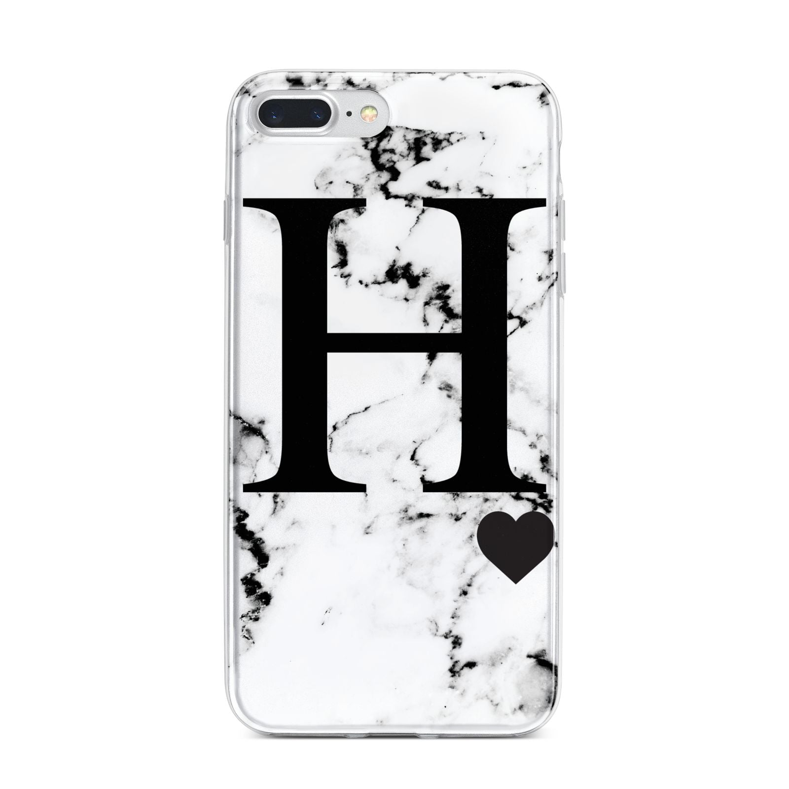 Marble Big Initial Personalised iPhone 7 Plus Bumper Case on Silver iPhone