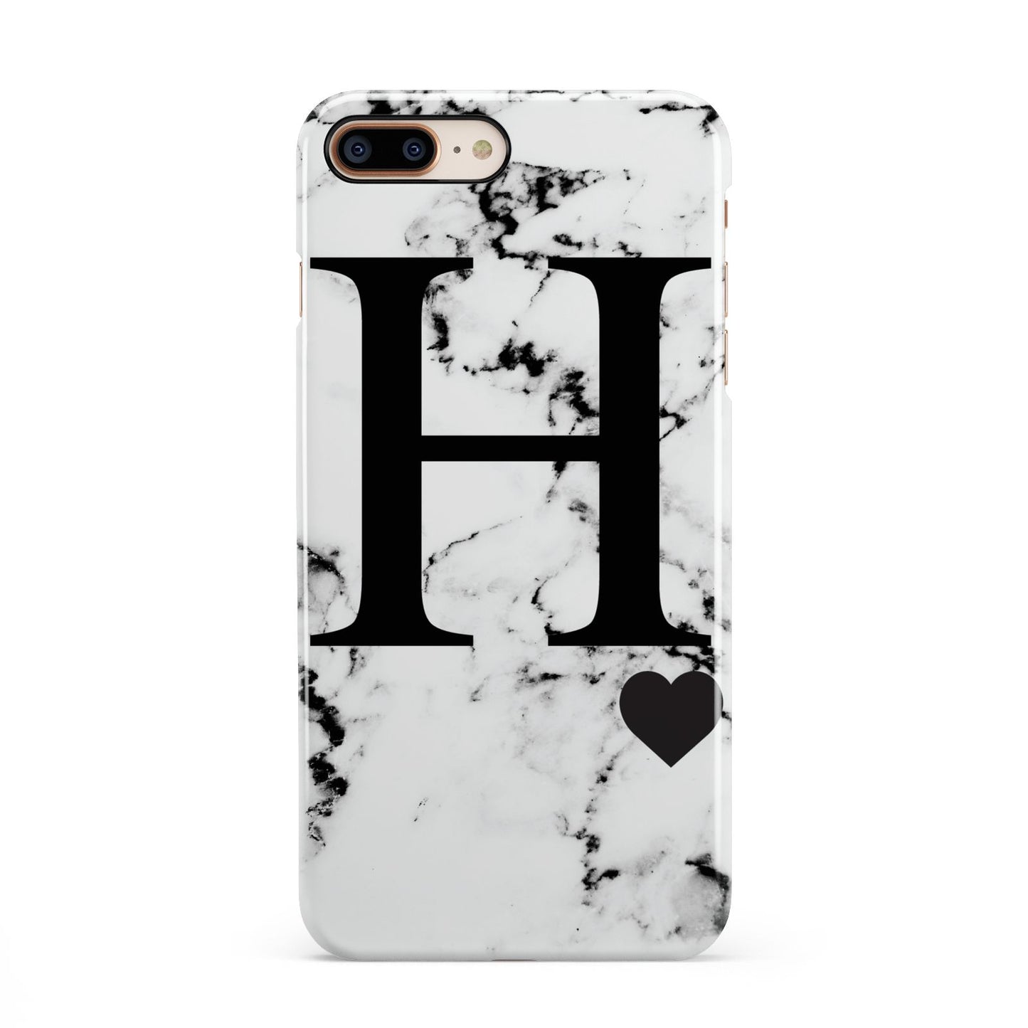 Marble Big Initial Personalised iPhone 8 Plus 3D Snap Case on Gold Phone