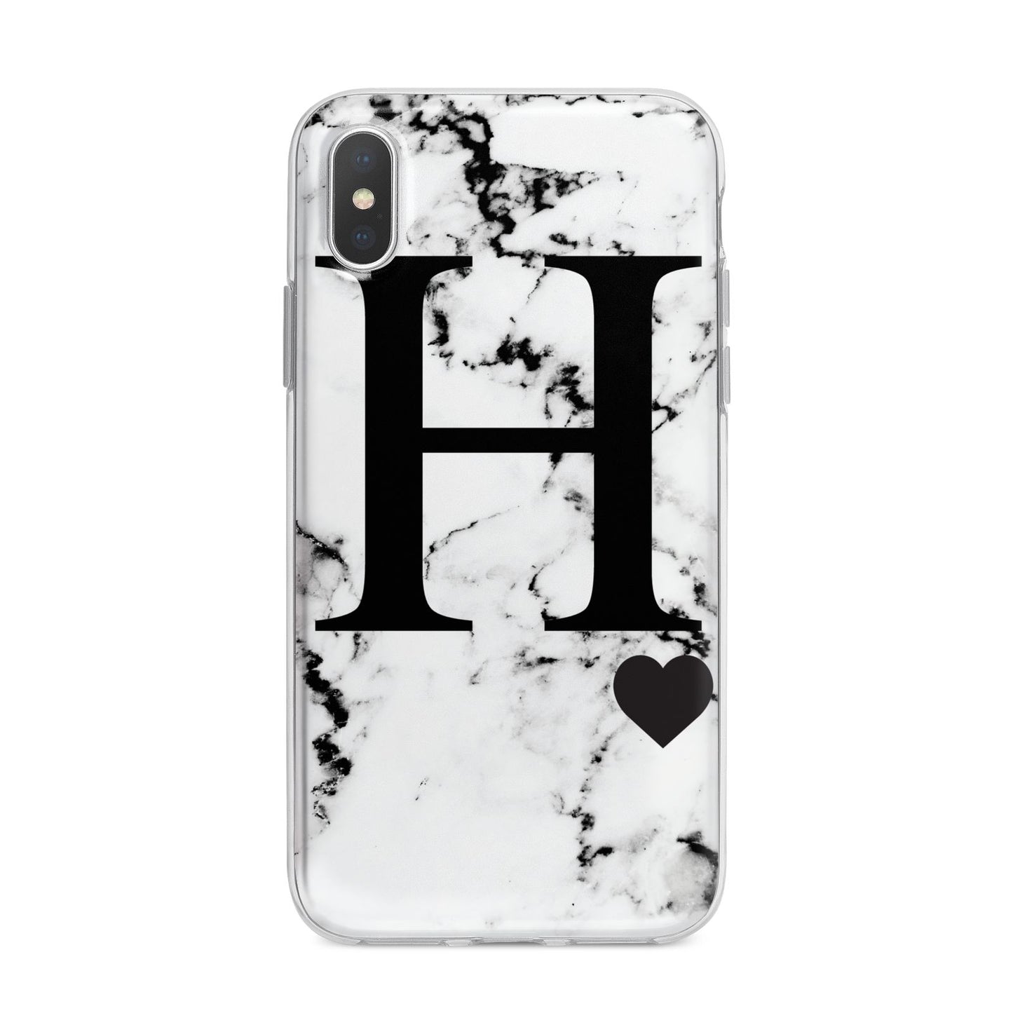 Marble Big Initial Personalised iPhone X Bumper Case on Silver iPhone Alternative Image 1