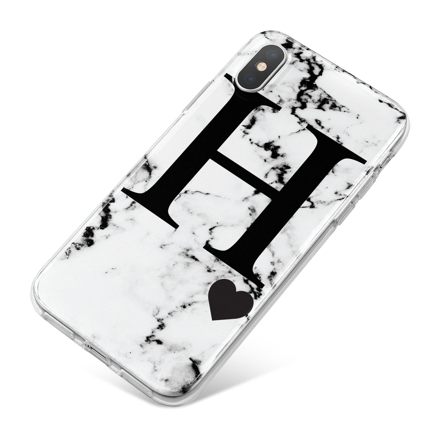 Marble Big Initial Personalised iPhone X Bumper Case on Silver iPhone