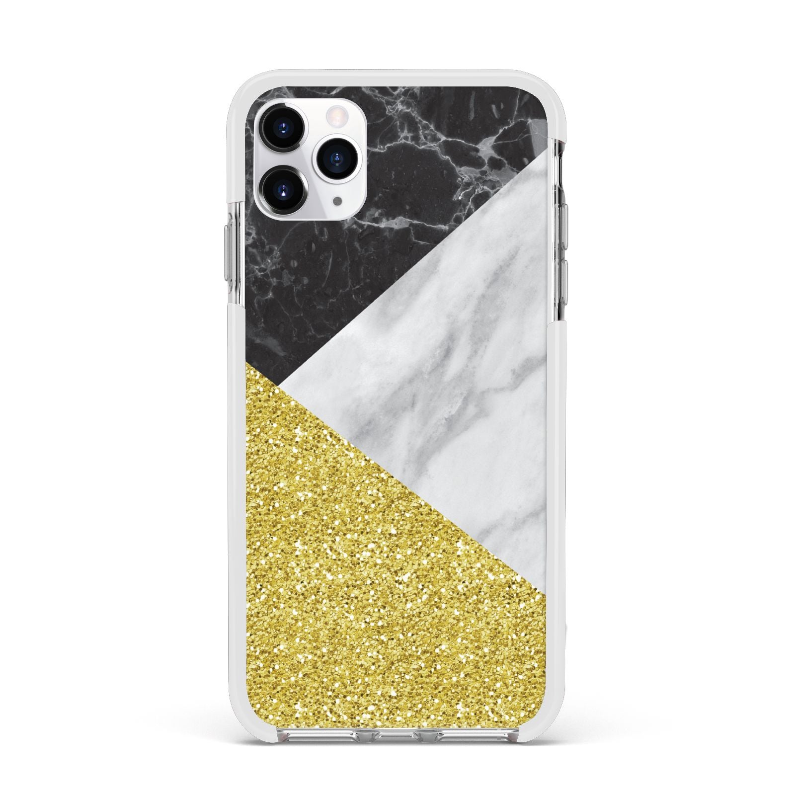 Marble Black Gold Apple iPhone 11 Pro Max in Silver with White Impact Case
